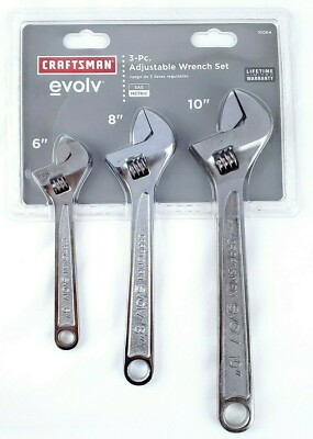 #ad Craftsman 3 Piece Adjustable Wrench Set 6 8 10 inch length Damaged Packing $29.99
