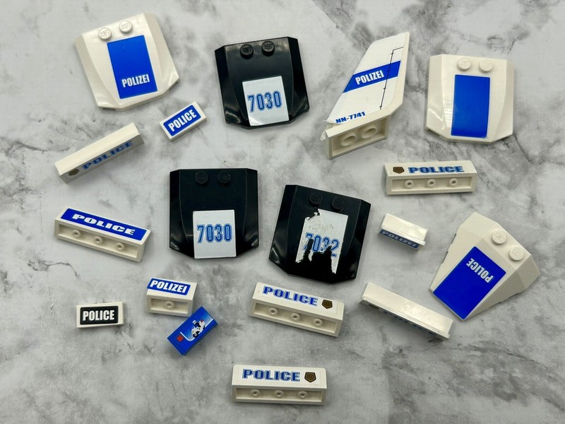 Lego Bulk Lot Parts All (Stickers) Various Police City Logos Vehicle Hoods Tiles