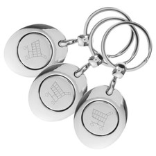 3PCS Token Keychain Zinc Alloy Shopping Trolley Keyring Unlock Release Cart