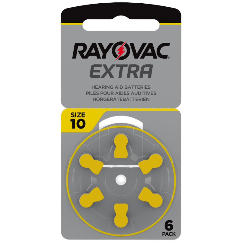 120 pile batterie per protesi acustiche udito RAYOVAC EXTRA 10 gialle PR70