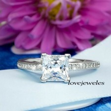 2.75CT Princess Cut Real Moissanite Women's Engagement Wedding Ring 925 Silver