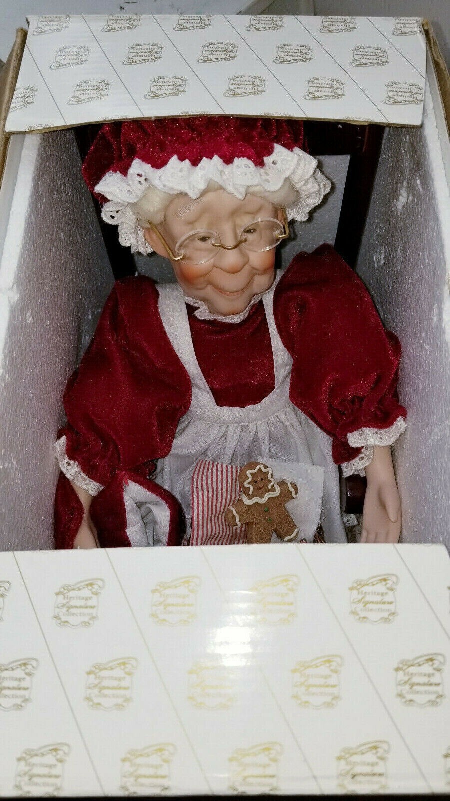 Heritage Signature Collection "ROCKIN' GRANNY CLAUS" w Chair Porcelain Doll