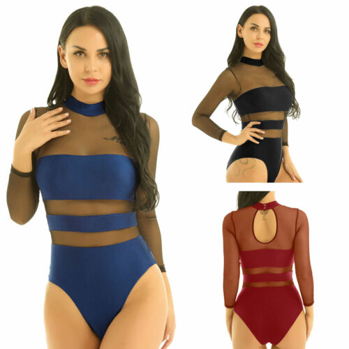 ansiedad Adiós Fanático Mujeres Sexy Gimnasia Ballet Danza Unitard Mangas Largas Malla Leotardo  Prenda para el torso Body | eBay