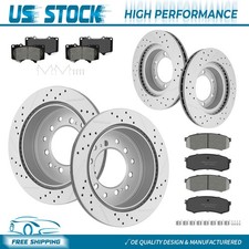 Front & Rear Disc Drilled Brake Rotors+Ceramic Pads for 2003-2009 Toyota 4RUNNER