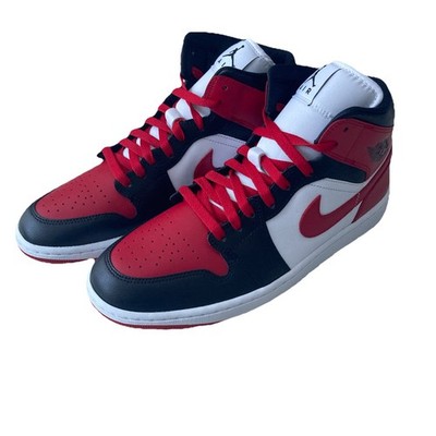 WMNS Nike Air Jordan 1 Mid Black Gym Red Damen Herren Sneaker US 12 Gr. 44,5 Neu