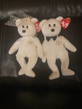 Ty Beanie Baby Set  HIS & HERS the Bride & Groom Wedding Bears (Exclusive) MWMTs