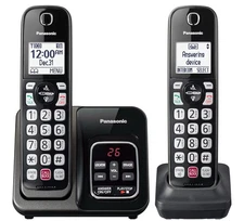 Panasonic KX-TGD832M Cordless Phone w/ Answering Machine 2 Handsets Black - NEW