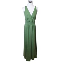 Christine V Womens 4X Crossover Bodice Maxi Dress Green Twist Shoulder Straps