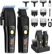 Hair Clippers for Men Professional, Cordless Barber Clippers and Trimmers Set, H
