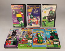 Vintage 1996 Veggie Tales VHS Lot Set of 7 Faith Based Kid's Program- Tested