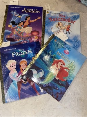 Little Golden Book Disney Bundlle of 4 Tangled-Frozen-Mermaid-Aladdin-Nutcracker