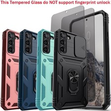 For Samsung S21/S21 Ultra/FE Case Camera Lens Slide Cover Privacy Tempered Glass