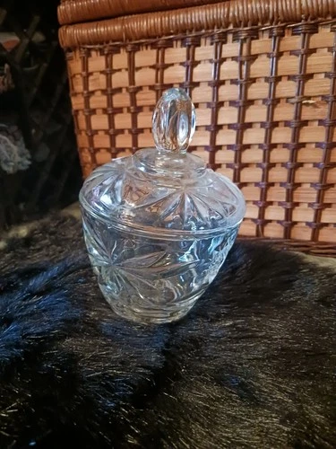 Vintage 1960s Anchor Hocking Glass Star of David Dish with Lid