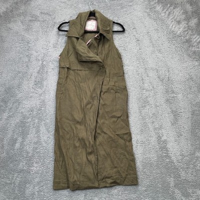 Anthropologie Dress Womens Extra Small Green Hollis Trench Linen Stretch  Vest | eBay
