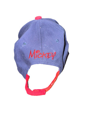 M*有様 90s USA製 Disney Mickey 陰陽 ロゴ CAP Disney Men Cap Hat 00S Vintage Mickey Mouse Two -Tone Navy White F