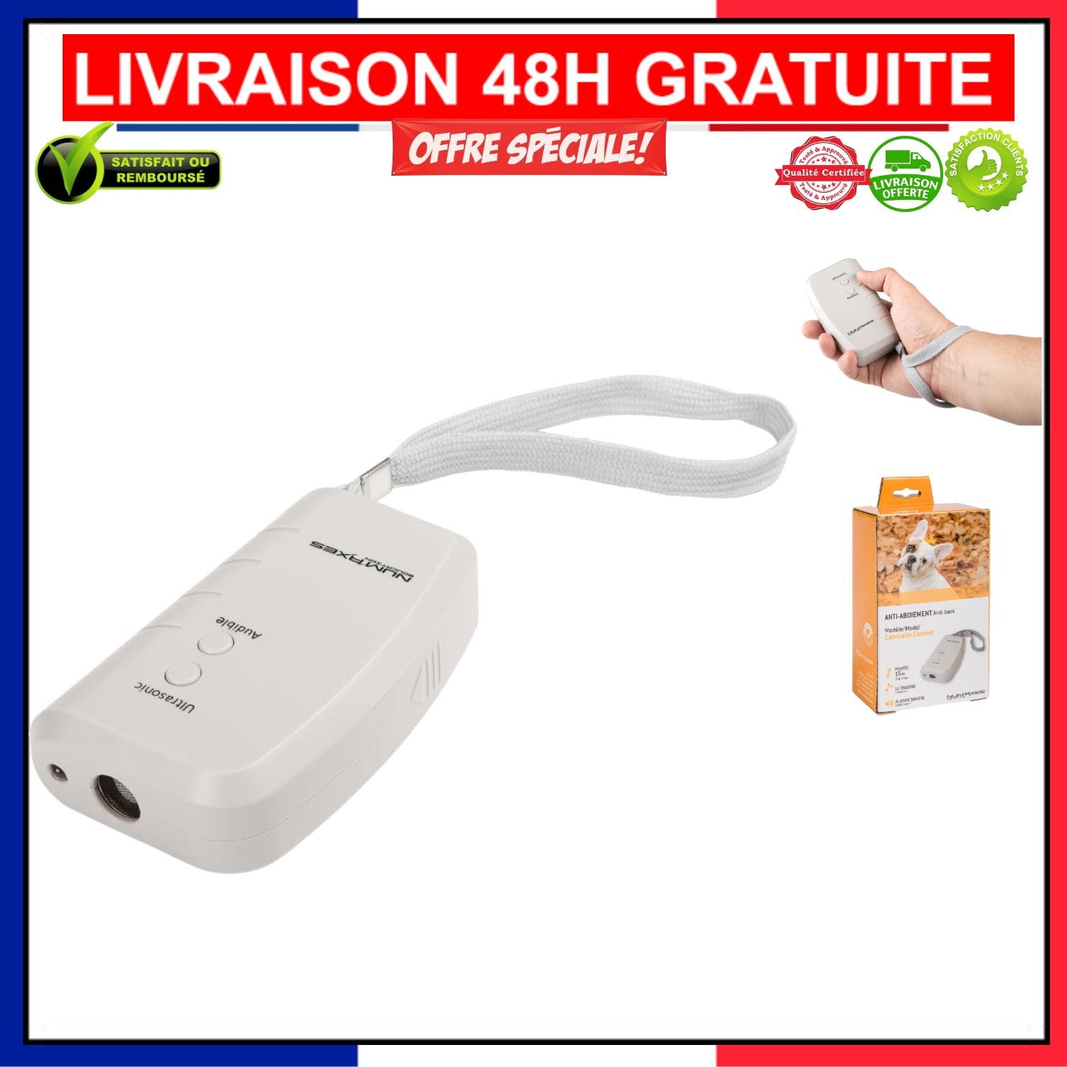 Repousse chien sans fil longue portée Num'axes avec lampe LED