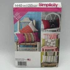 Simplicity Pattern 1440 Lumbar Pillow Cover and Wraps Uncut FF