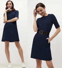 MM.LAFLEUR Navy Blue Sheath Dress Size 12 Washable Career Pockets Workwear