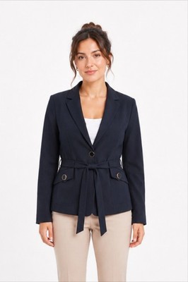 Harve Benard Sailaway Women's Black One-Button Belted Blazer Jacket NWT Size 12