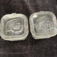 2-Pack 8 oz Clear Square Plastic Food Storage Containers w/ Snap Lids