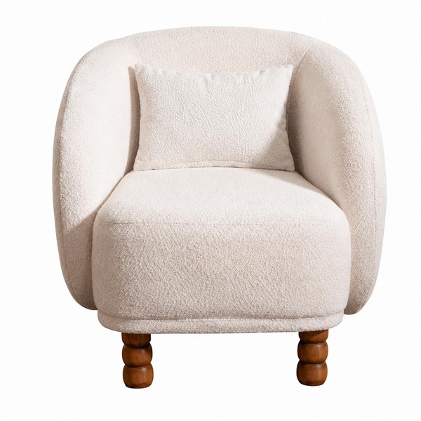 Beiger Weicher Sessel Stoffsessel Designersessel Wohnzimmer-image