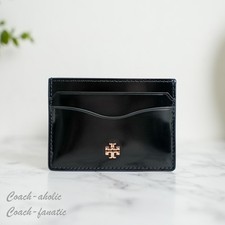 Tory Burch Emerson Slim Card Case Smooth Leather Black NWT