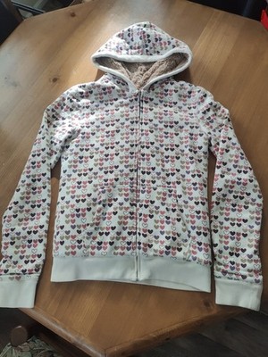 RARE Y2K VTG Aeropostale Heart Zip Up Hoodie Fur Lining Womens Medium 