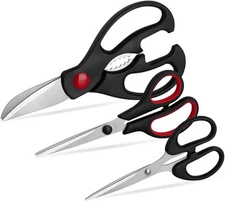 Kitchen Shears Set - QtoiKce Scissors 3 Pack All Purpose Silver 