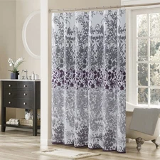 Enchanted Foral Lt Gray Polyester Fabric Farmhouse Flower Lovely Shower Curta...