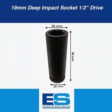 Image of 19mm Deep Hexagon Impact Socket 1/2" Drive Quality CR-MO ISD0019