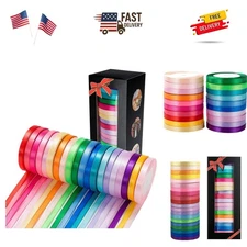 500 Yard Fabric Ribbon Satin Ribbon Rolls Silk Satin Roll, 25 Yard/Rolls, 20 ...