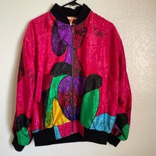 80s Pablo Picasso Silk Reversible Bomber Jacket AOP Vintage Art Print Rare