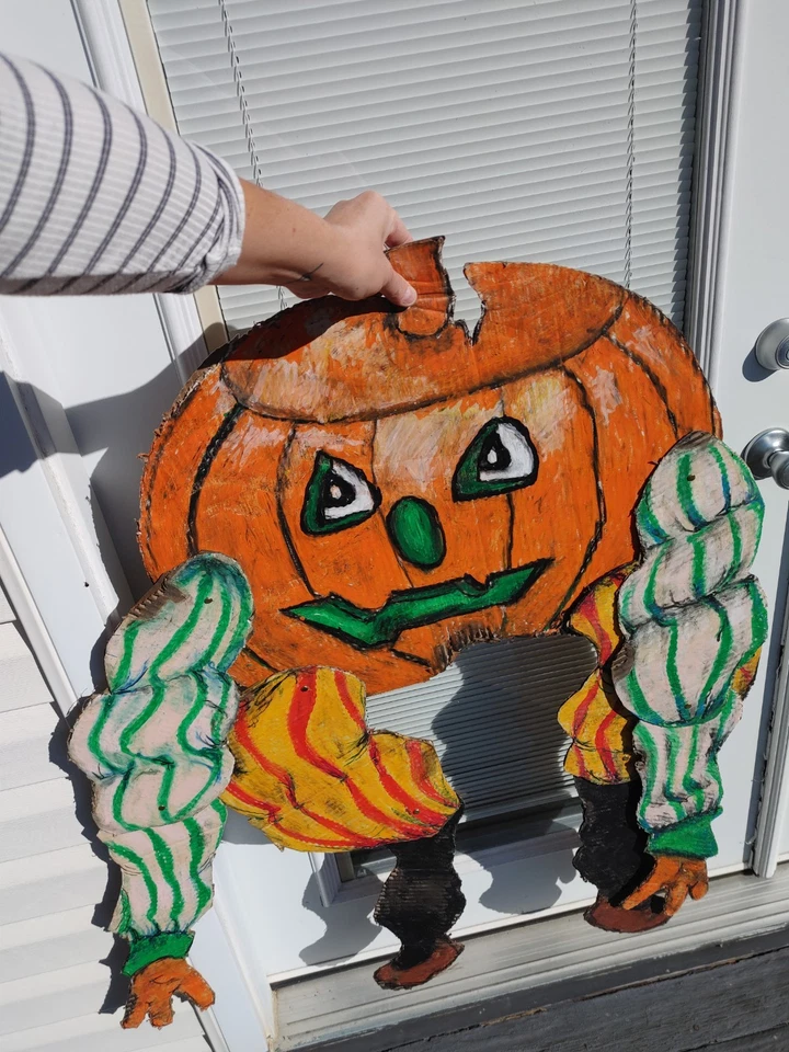 Fallout 4 Halloween Decor Pumpkin Jackolantern Huge 46" Movable Limbs Handmade - Image 2 of 4