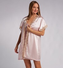 Shadowline 4511 Charming Lace Trim Satin Robe