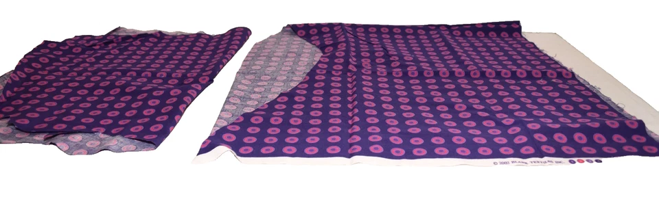 2002 Vintage 2 Blank Textiles Purple Pink Circles Remnants 42"x 16 and 17"x26 - Image 3 of 4