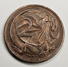 1980 Australia 2 Two Cents - Bronze - Frill-Necked Lizard - World Coin