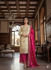 Latest Designer Silk Kurta Palazzo With Dupatta For Wedding Party Wear