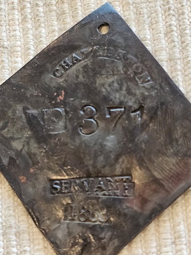 Rare! 1853 Charleston South Carolina Servant Copper Badge No. 371 L@@K!!!