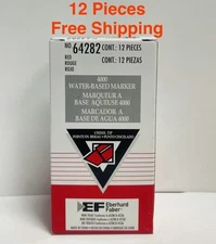 Eberhard Faber Markers 12 PACK Red Rouge 64282/ 4000 Water-Based CHISELS TIP NEW