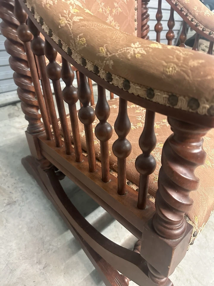 古董 George Hunzinger 大麦扭转橡木摇椅 - 1870 年代 状况良好 — 第 4/4 张图片