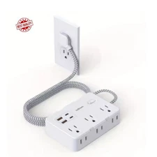 US Plug AC Outlet Multiprise Power Strip Braided Extension Cord Smart Home Elect