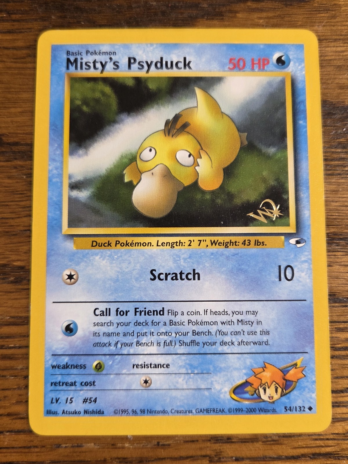 Pokemon Wotc Gym Heroes Misty's Psyduck Gold W Stamp #54/132 *read*
