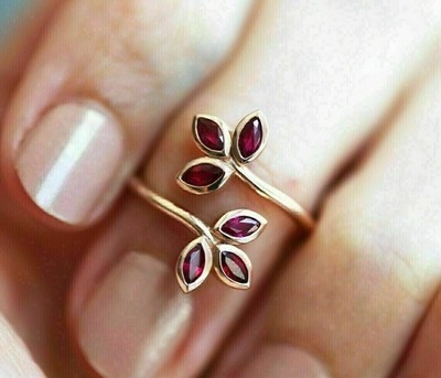 2 Ct Marquise Cut Simulated Red Ruby Women's Wedding Ring 14K Rose Gold Plated