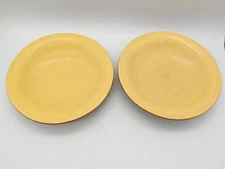 VIETRI Cucina Fresca Italian Pasta 2 Bowls Saffron Yellow on Sage Basil Green 