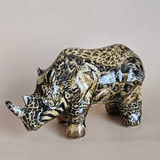 Collage Safari animal print patchwork ceramic Medium Size Rhinoceros.