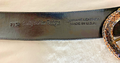 Sandy Duftler Designs Genuine Leather Belt Snake Skin Print 
