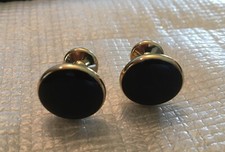 VTG Gold Tone Onyx Look Formal Cufflink Set