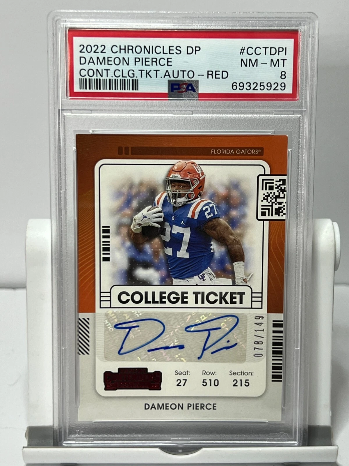 Dameon Pierce Panini Chronicles Draft Picks Contenders College Ticket Autographs #CCTDPI Red