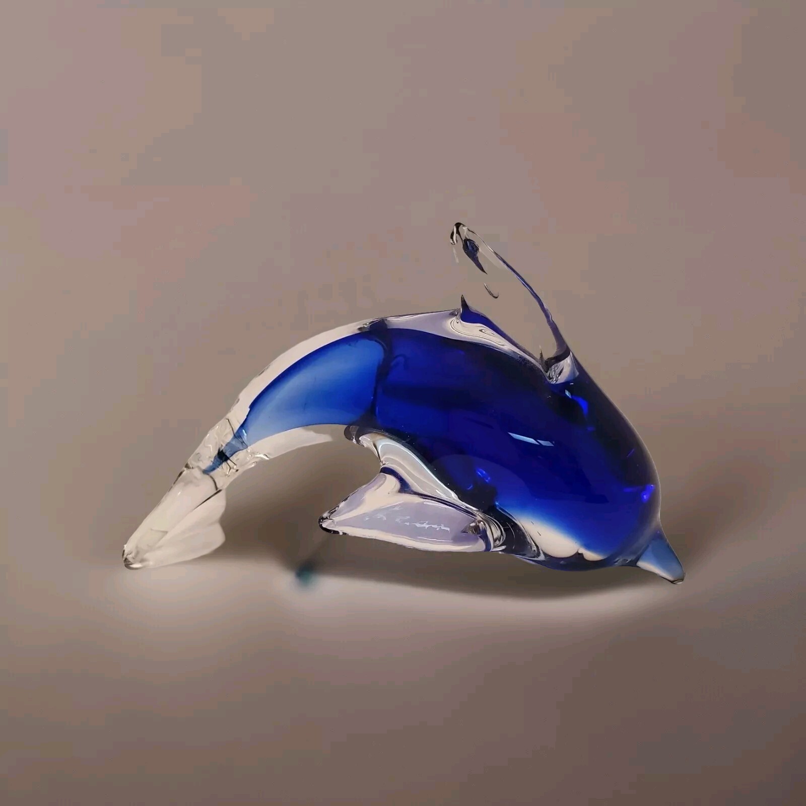 Hand Blown Art Glass Dolphin Figurine Sculpture Statue Cobalt Blue 5