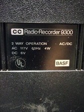 Vintage Black & Silver Tone Cc Portable Am Fm Radio Recorder 9300